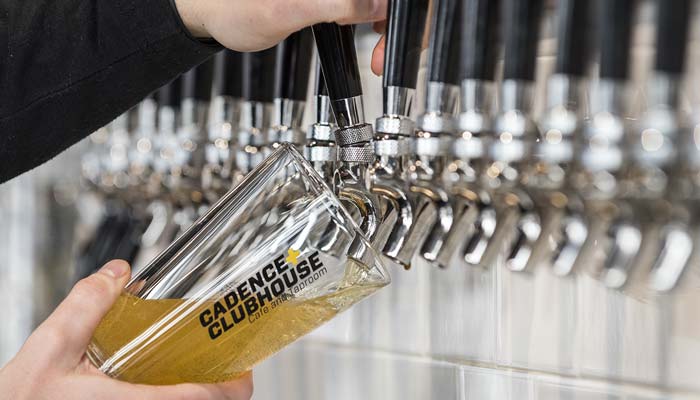 Cadence Clubhouse restaurant, bar and taproom has over 20 domestic and import local and craft beer taps