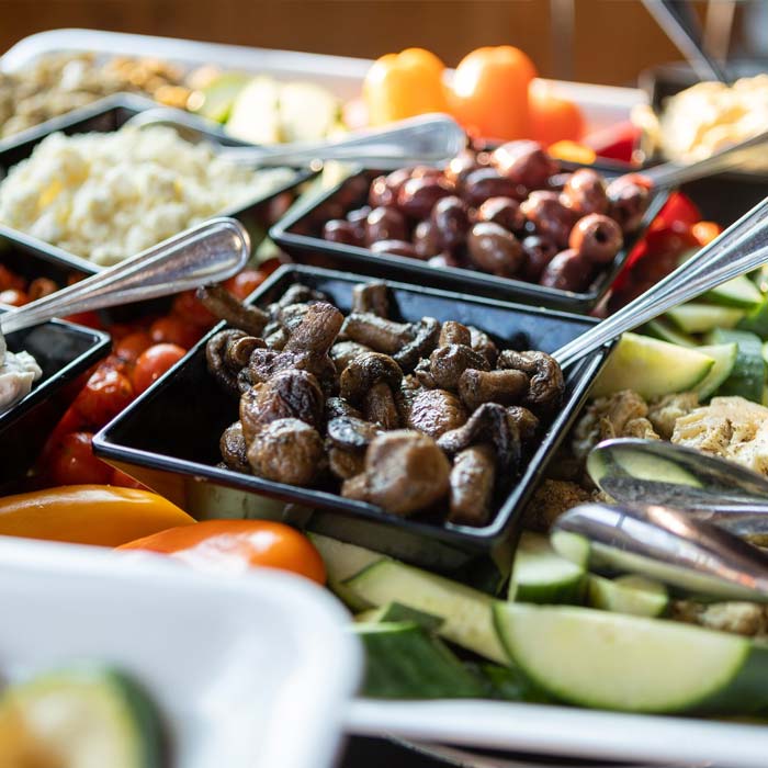 Catered appetizers, mushrooms and olives at Cadence Clubhouse in Allison Park, PA