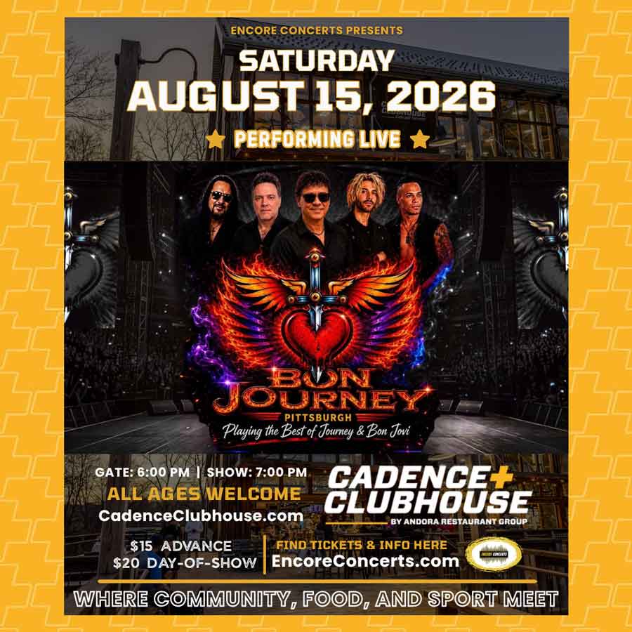 ENCORE CONCERTS AND CADENCE CLUBHOUSE PROUDLY PRESENT BON JOURNEY — THE BEST OF BON JOVI & JOURNEY — PERFORMING LIVE IN CONCERT ON SATURDAY, AUGUST 15, 2026! GET READY TO ROCK — BON JOURNEY IS COMING TO CADENCE CLUBHOUSE FOR ONE NIGHT ONLY! CATCH THEM LIVE IN CONCERT ON SATURDAY, AUGUST 15!